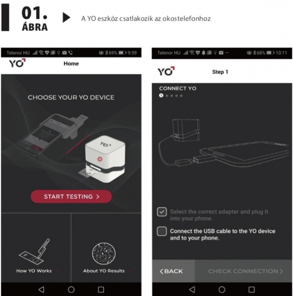 A YO eszköz csatlakozik az okostelefonhoz